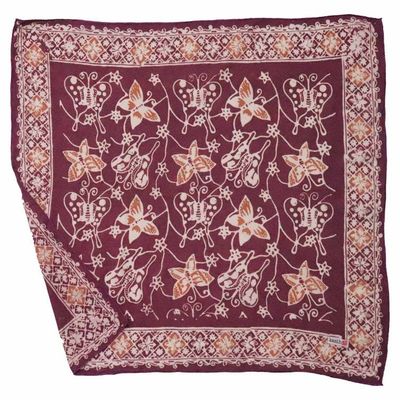 Alternate image for Hand Dyed Batik Bandana, Royal Flutter, Purple Butterfly, 100% Cotton