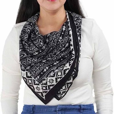 Alternate image for Large 39 Batik Bandana, Hand Dyed, 100% Soft Cotton, Geometric Black & White, XL