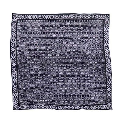 Alternate image for Large 39 Batik Bandana, Hand Dyed, 100% Soft Cotton, Geometric Black & White, XL