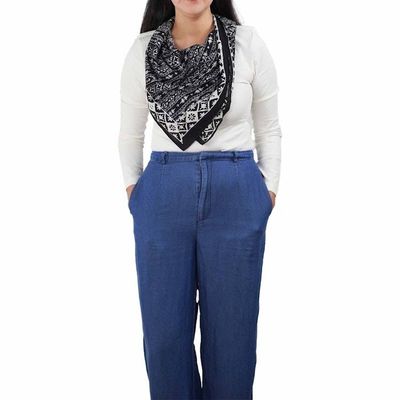 Alternate image for Large 39 Batik Bandana, Hand Dyed, 100% Soft Cotton, Geometric Black & White, XL