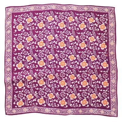 Alternate image for Large 39, Hand Dyed Batik Bandana,Plumeria, Pink Lilac, Oversized, XL Scarf