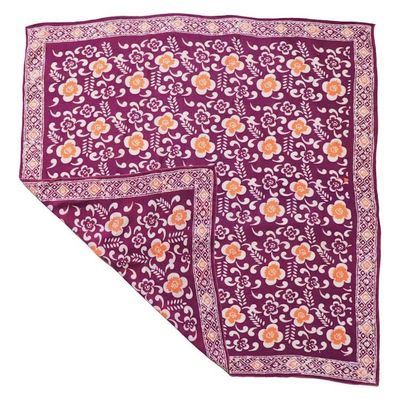 Alternate image for Large 39, Hand Dyed Batik Bandana,Plumeria, Pink Lilac, Oversized, XL Scarf