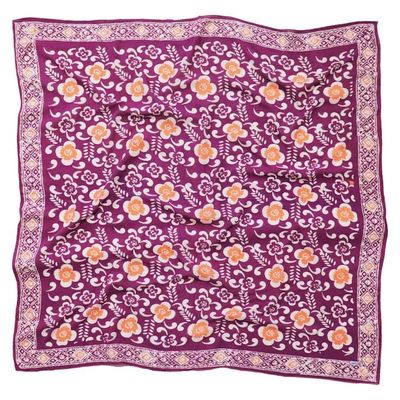 Alternate image for Large 39, Hand Dyed Batik Bandana,Plumeria, Pink Lilac, Oversized, XL Scarf