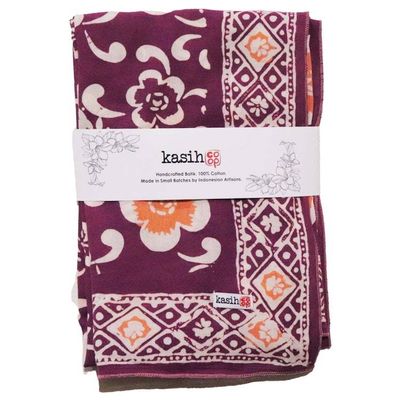 Alternate image for Large 39, Hand Dyed Batik Bandana,Plumeria, Pink Lilac, Oversized, XL Scarf