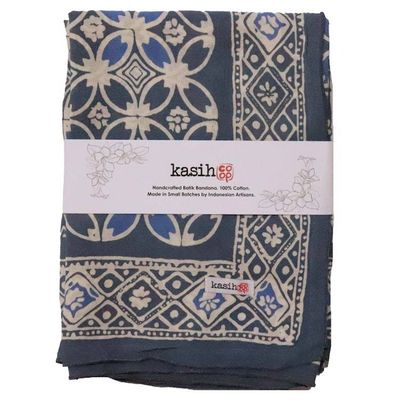 Alternate image for Large 39 Hand Dyed Batik Bandana Charcoal Gray, Size XL Scarf, Oversized