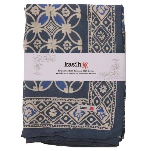 Alternate image for Large 39 Hand Dyed Batik Bandana Charcoal Gray, Size XL Scarf, Oversized