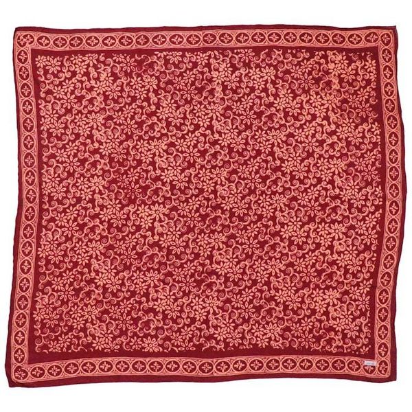 Alternate image for Large 39 Hand Dyed Batik Bandana, Red Loop Pattern, Burgundy, Size Big, XL Scarf