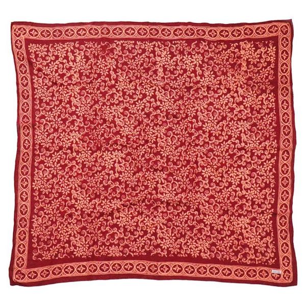 Alternate image for Large 39 Hand Dyed Batik Bandana, Red Loop Pattern, Burgundy, Size Big, XL Scarf