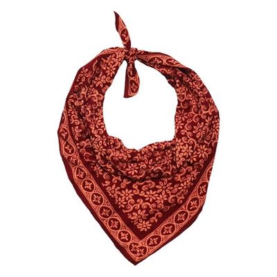 Alternate image for Large 39 Hand Dyed Batik Bandana, Red Loop Pattern, Burgundy, Size Big, XL Scarf