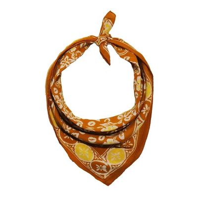 Alternate image for Hand Dyed Batik Bandana, Scarlet Sunset, Orange, Clementine