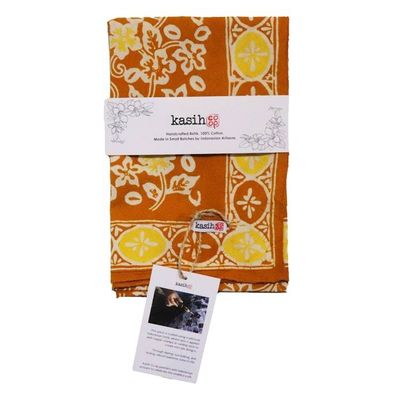 Alternate image for Hand Dyed Batik Bandana, Scarlet Sunset, Orange, Clementine