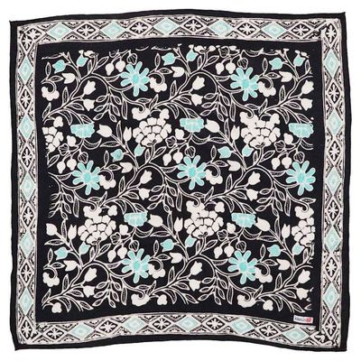 Alternate image for Hand Dyed Batik Bandana, Nile Nights, Flower Floral, Blue, Navy