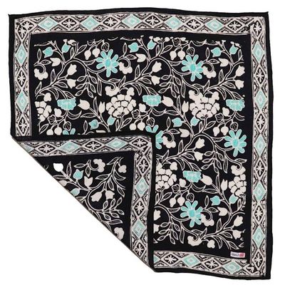 Alternate image for Hand Dyed Batik Bandana, Nile Nights, Flower Floral, Blue, Navy