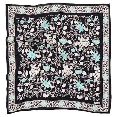 Alternate image for Hand Dyed Batik Bandana, Nile Nights, Flower Floral, Blue, Navy
