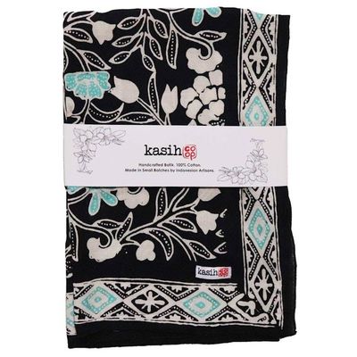 Alternate image for Hand Dyed Batik Bandana, Nile Nights, Flower Floral, Blue, Navy