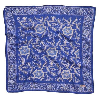 Alternate image for Hand Dyed Batik Bandana, Blue Tendril, 100% Cotton