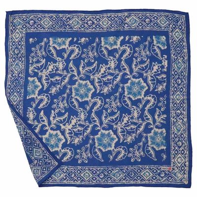 Alternate image for Hand Dyed Batik Bandana, Blue Tendril, 100% Cotton