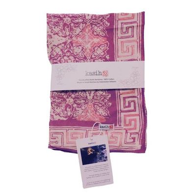 Alternate image for Hand Dyed Batik Bandana, 100% Soft Cotton, Lavender Love, Purple