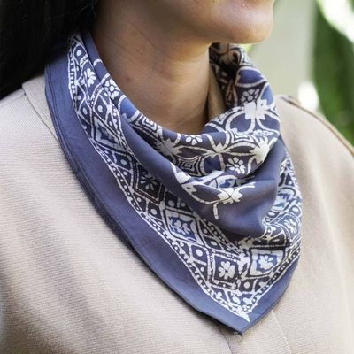 Alternate image for Batik Bandana - Soft Lightweight Cotton, Charcoal Gray, Hand Dyed
