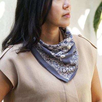 Alternate image for Batik Bandana - Soft Lightweight Cotton, Charcoal Gray, Hand Dyed