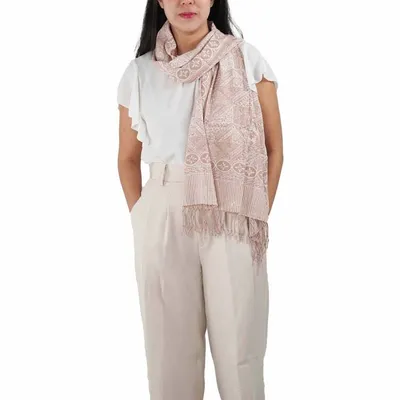 Alternate image for Handmade Batik Scarf - soft Cotton - Apricot Grid, Peach, Coral