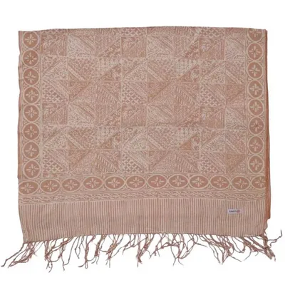 Alternate image for Handmade Batik Scarf - soft Cotton - Apricot Grid, Peach, Coral