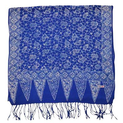 Alternate image for Handmade Batik Scarf, soft Cotton, Boulder, Blue, Light Blue, White
