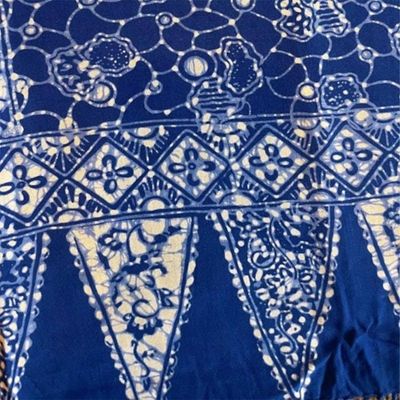 Alternate image for Handmade Batik Scarf, soft Cotton, Boulder, Blue, Light Blue, White