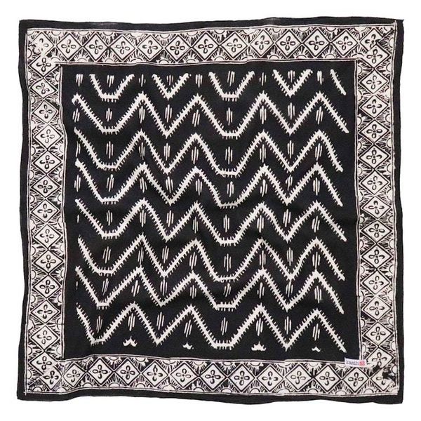 Alternate image for Black Batik Bandana - Soft Lightweight Cotton, For Men, Midnight ZigZag