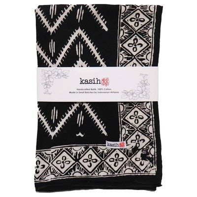 Alternate image for Black Batik Bandana - Soft Lightweight Cotton, For Men, Midnight ZigZag