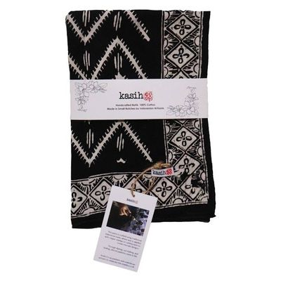 Alternate image for Black Batik Bandana - Soft Lightweight Cotton, For Men, Midnight ZigZag