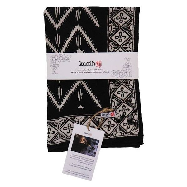 Alternate image for Black Batik Bandana - Soft Lightweight Cotton, For Men, Midnight ZigZag