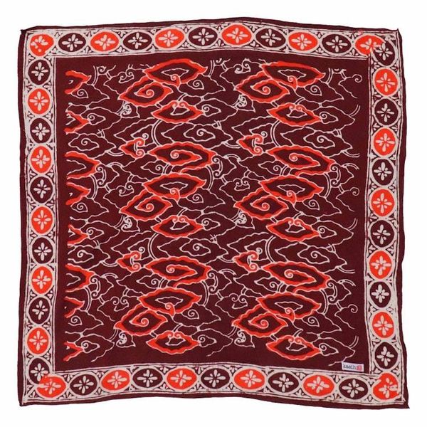 Alternate image for Hand Dyed Batik Bandana, Red Orange Storm, Hair Scarf Wrap, Burgundy