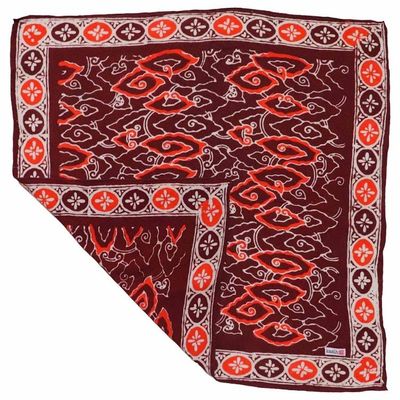 Alternate image for Hand Dyed Batik Bandana, Red Orange Storm, Hair Scarf Wrap, Burgundy
