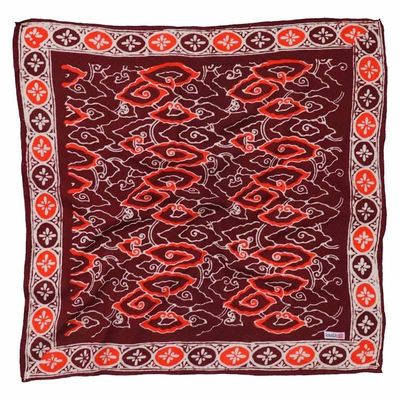 Alternate image for Hand Dyed Batik Bandana, Red Orange Storm, Hair Scarf Wrap, Burgundy