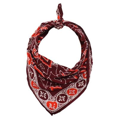 Alternate image for Hand Dyed Batik Bandana, Red Orange Storm, Hair Scarf Wrap, Burgundy