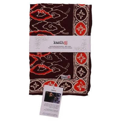 Alternate image for Hand Dyed Batik Bandana, Red Orange Storm, Hair Scarf Wrap, Burgundy