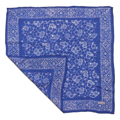 Alternate image for Hand Dyed Batik Bandana, 100% Soft Cotton, Boulder, Blue, Hair Scarf