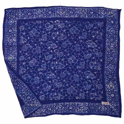 Alternate image for Hand Dyed Batik Bandana, 100% Soft Cotton, Boulder, Blue, Hair Scarf