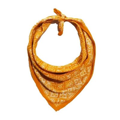 Alternate image for Hand Dyed Batik Bandana, 100% Soft Cotton, Mustard, Yellow, Fall Autumn, Kamboja