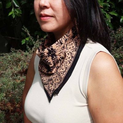 Alternate image for Hand Dyed Batik Bandana, 100% Soft Cotton, Harvest, Brown Black
