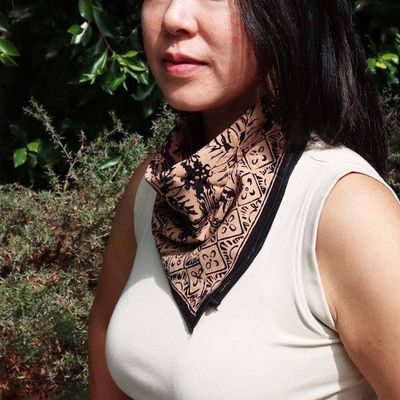 Alternate image for Hand Dyed Batik Bandana, 100% Soft Cotton, Harvest, Brown Black