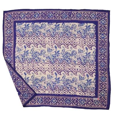 Alternate image for Batik Bandana, Soft Lightweight Cotton, Vines in Navy Blue