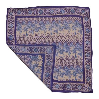 Alternate image for Batik Bandana, Soft Lightweight Cotton, Vines in Navy Blue