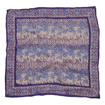 Alternate image for Batik Bandana, Soft Lightweight Cotton, Vines in Navy Blue