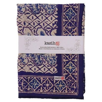 Alternate image for Batik Bandana, Soft Lightweight Cotton, Vines in Navy Blue