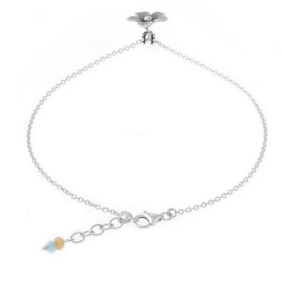 Alternate image for Handmade Quartz and Silver Floral Anklet from Thailand Charm in Bloom