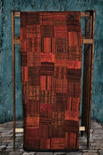 Alternate image for Handmade King-size Rust and Terracotta Guatemalan Patchwork Quilt Set