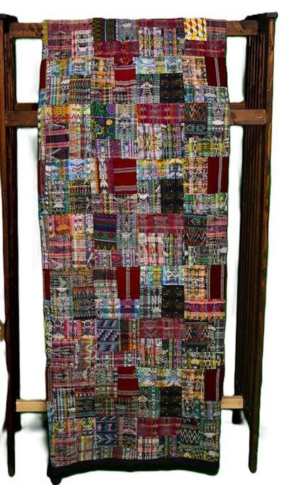 Primary image for Handmade King-size Rose and Mixed Pastels Guatemalan Patchwork Quilt Set