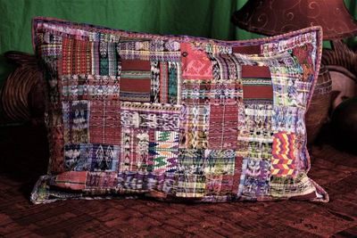 Alternate image for Handmade King-size Rose and Mixed Pastels Guatemalan Patchwork Quilt Set